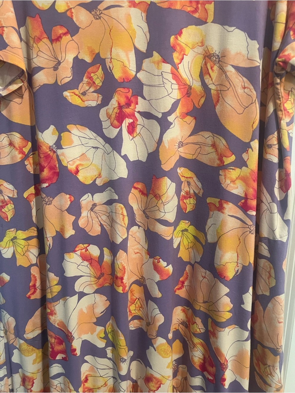 Logo By Lori Goldstein Midi Dress Women's XLP Floral Ruffle Hem Purple Yellow - Picture 3 of 5